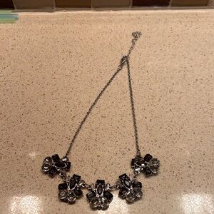 CHARMING CHARLIE necklace - black w/rhinestones on silver chain